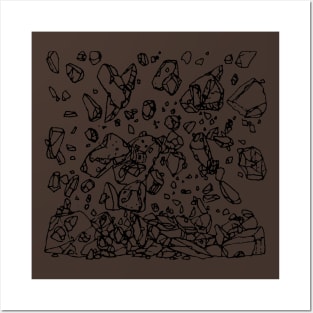 Falling Rocks drawing (black) Posters and Art